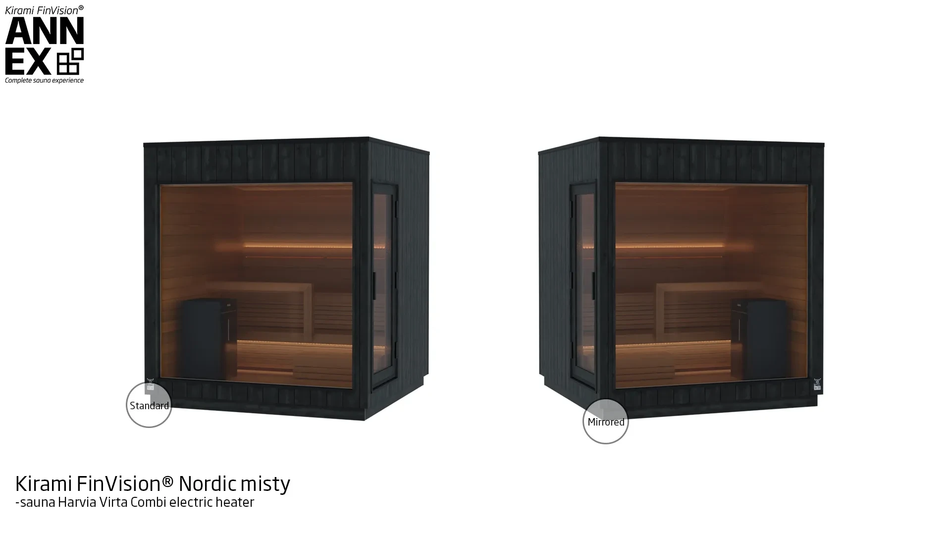 Kirami FinVision® -sauna M Misty, with Harvia Electric heater| Kirami FinVision® Annex