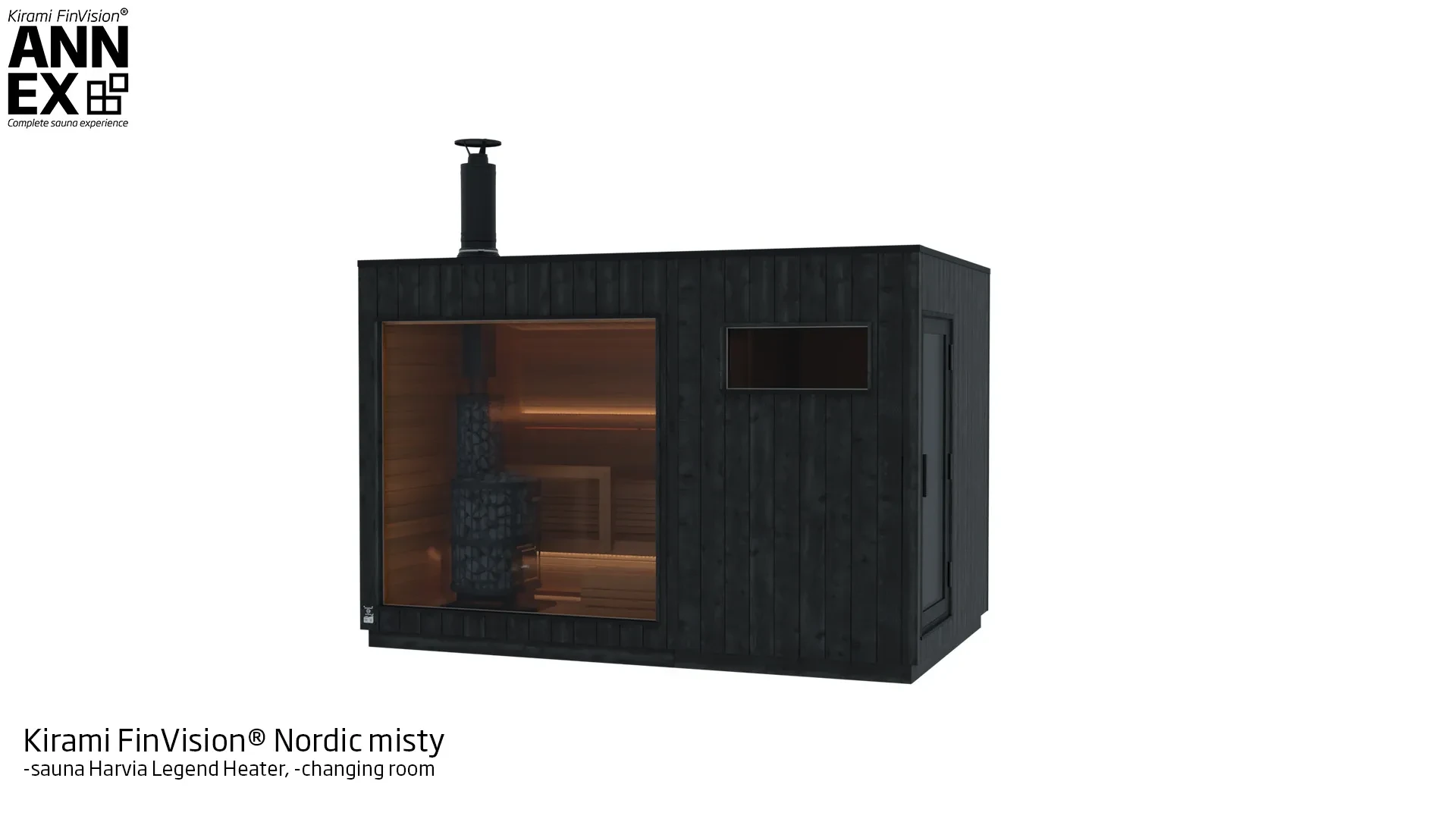 Kirami FinVision® -sauna ( with Harvia Legend Heater), -changing room Misty | Kirami FinVision® Annex