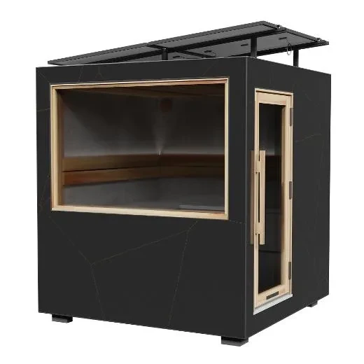 Kirami FinVision® -sauna M Zero (Right), GlowBlack-CoralWhite, Delta 3,6 kW, Off-grid solar system